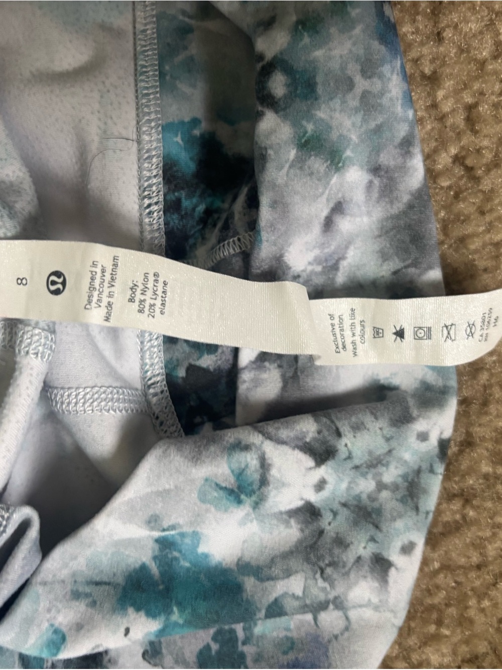 lululemon athletica White and Teal Marble Bike Shorts - Picture 12 of 12